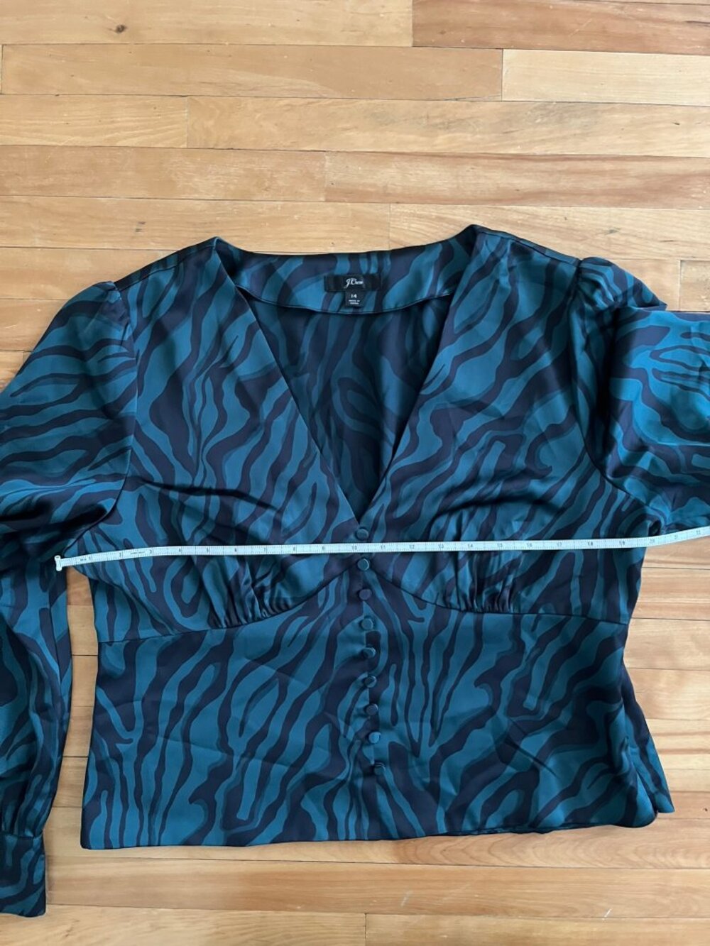 Emerald green romantic v-neck blouse - J.Crew Size 14 - Picture 6 of 8